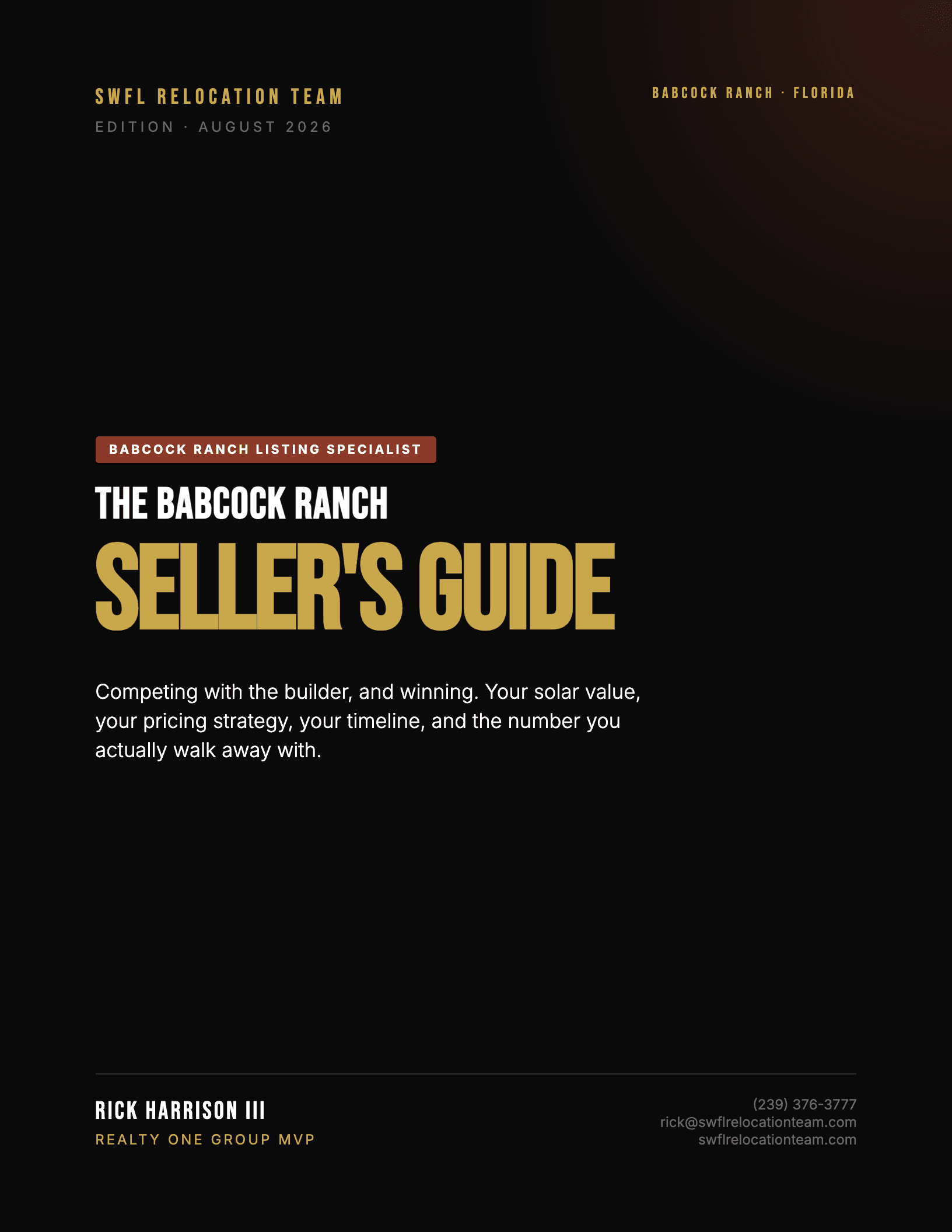 The Babcock Ranch Seller's Guide by Rick Harrison III, cover